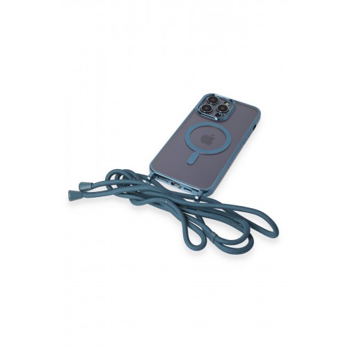 Newface iPhone 13 Pro Max Kılıf Divo Lazer Askılı Magsafe Kapak - Sierra Blue Newface iPhone 13 Pro Max Kılıf Divo Lazer Askılı Magsafe Kapak - Sierra Blue