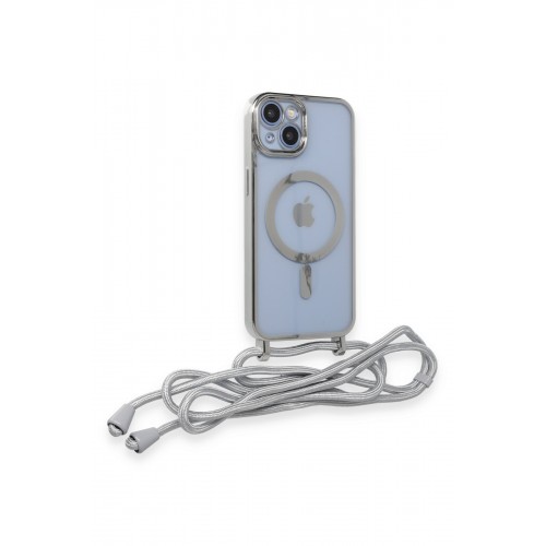 Newface iPhone 14 Kılıf Divo Lazer Askılı Magsafe Kapak - Gümüş Newface iPhone 14 Kılıf Divo Lazer Askılı Magsafe Kapak - Gümüş