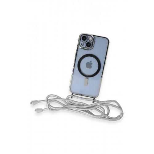 Newface iPhone 14 Kılıf Divo Lazer Askılı Magsafe Kapak - Gümüş Newface iPhone 14 Kılıf Divo Lazer Askılı Magsafe Kapak - Gümüş