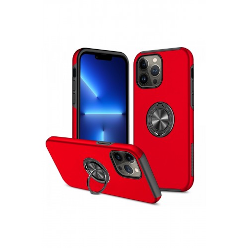 Newface iPhone 13 Pro Kılıf Elit Yüzüklü Kapak - Kırmızı Newface iPhone 13 Pro Kılıf Elit Yüzüklü Kapak - Kırmızı