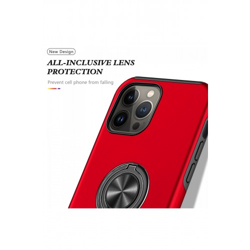 Newface iPhone 13 Pro Kılıf Elit Yüzüklü Kapak - Kırmızı Newface iPhone 13 Pro Kılıf Elit Yüzüklü Kapak - Kırmızı