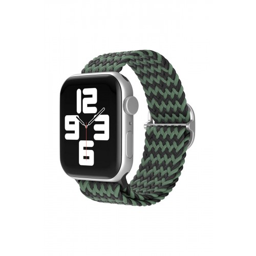 Newface Apple Watch 40mm Star Kordon - Zigzag Yeşil-Siyah Newface Apple Watch 40mm Star Kordon - Zigzag Yeşil-Siyah