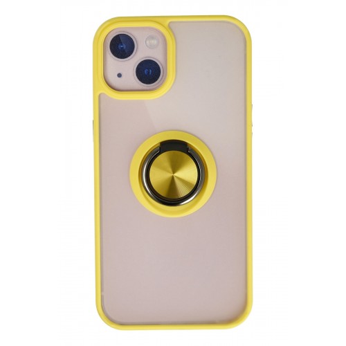 Newface iPhone 15 Kılıf Montreal Yüzüklü Silikon Kapak - Sarı Newface iPhone 15 Kılıf Montreal Yüzüklü Silikon Kapak - Sarı