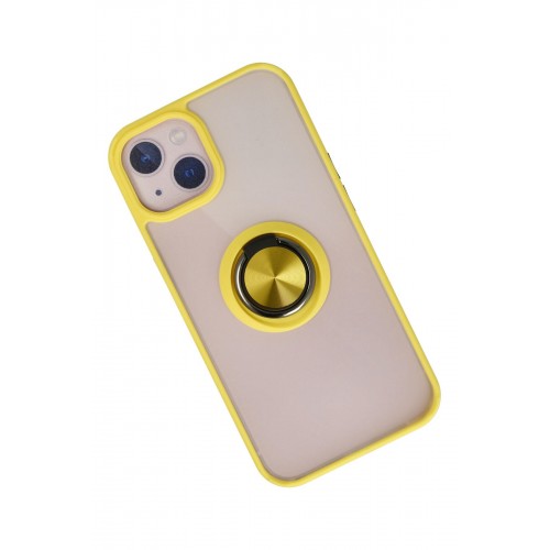 Newface iPhone 15 Kılıf Montreal Yüzüklü Silikon Kapak - Sarı Newface iPhone 15 Kılıf Montreal Yüzüklü Silikon Kapak - Sarı