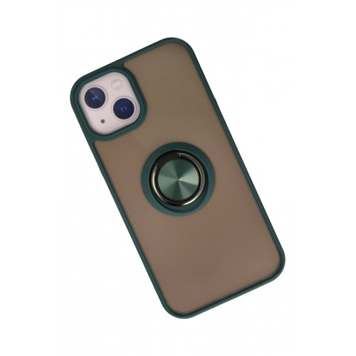 Newface iPhone 15 Kılıf Montreal Yüzüklü Silikon Kapak - Yeşil Newface iPhone 15 Kılıf Montreal Yüzüklü Silikon Kapak - Yeşil