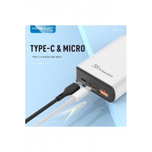 Konfulon A6Q 22.5W Usb 3.0 ve 20W Type-C Çıkışlı 10000 mAh PD Powerbank - Beyaz Konfulon A6Q 22.5W Usb 3.0 ve 20W Type-C Çıkışlı 10000 mAh PD Powerbank - Beyaz