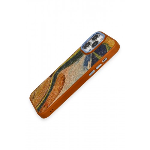 Newface iPhone 13 Pro Kılıf Moda Simli Kapak - Kahverengi Newface iPhone 13 Pro Kılıf Moda Simli Kapak - Kahverengi
