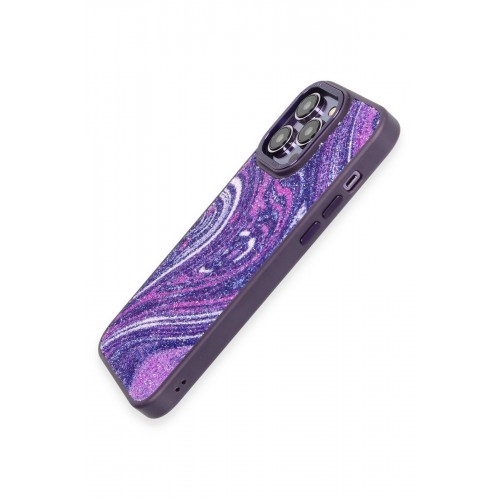 Newface iPhone 13 Pro Kılıf Moda Simli Kapak - Derin Mor Newface iPhone 13 Pro Kılıf Moda Simli Kapak - Derin Mor