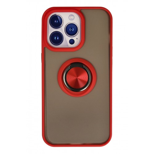 Newface iPhone 15 Pro Max Kılıf Montreal Yüzüklü Silikon Kapak - Kırmızı Newface iPhone 15 Pro Max Kılıf Montreal Yüzüklü Silikon Kapak - Kırmızı
