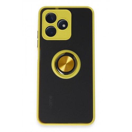 Newface Realme C53 Kılıf Montreal Yüzüklü Silikon Kapak - Sarı