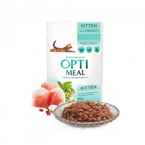 Optimeal Tavuklu Yavru Kedi İçin Yaş Kedi Maması 85 Gr Optimeal Tavuklu Yavru Kedi İçin Yaş Kedi Maması 85 Gr