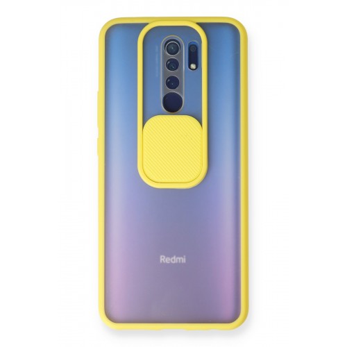 Newface Xiaomi Redmi 9 Kılıf Palm Buzlu Kamera Sürgülü Silikon - Sarı Newface Xiaomi Redmi 9 Kılıf Palm Buzlu Kamera Sürgülü Silikon - Sarı