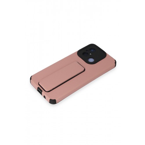 Newface Xiaomi Redmi 12C Kılıf Mega Standlı Silikon - Pudra Newface Xiaomi Redmi 12C Kılıf Mega Standlı Silikon - Pudra