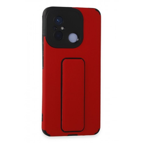 Newface Xiaomi Redmi 12C Kılıf Mega Standlı Silikon - Kırmızı Newface Xiaomi Redmi 12C Kılıf Mega Standlı Silikon - Kırmızı