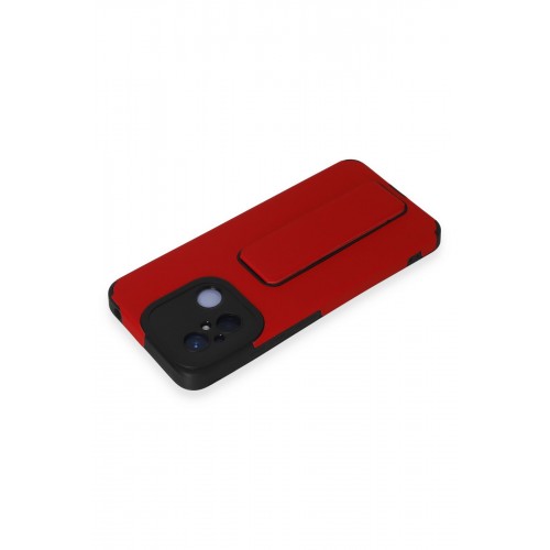 Newface Xiaomi Redmi 12C Kılıf Mega Standlı Silikon - Kırmızı Newface Xiaomi Redmi 12C Kılıf Mega Standlı Silikon - Kırmızı
