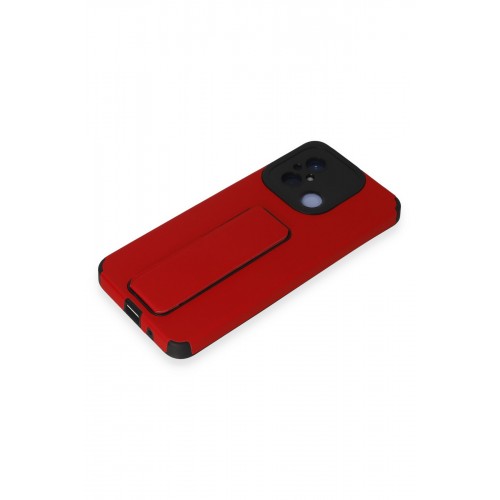 Newface Xiaomi Redmi 12C Kılıf Mega Standlı Silikon - Kırmızı Newface Xiaomi Redmi 12C Kılıf Mega Standlı Silikon - Kırmızı