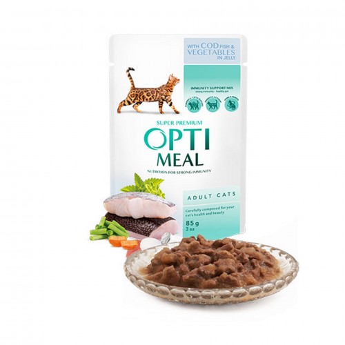 Optimeal Morina Balıklı Sebzeli Jöleli Yaş Kedi Maması 85 Gr Optimeal Morina Balıklı Sebzeli Jöleli Yaş Kedi Maması 85 Gr