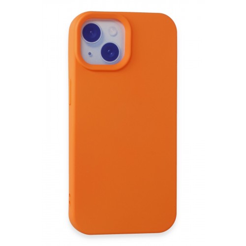 Newface iPhone 15 Kılıf Nano içi Kadife  Silikon - Turuncu