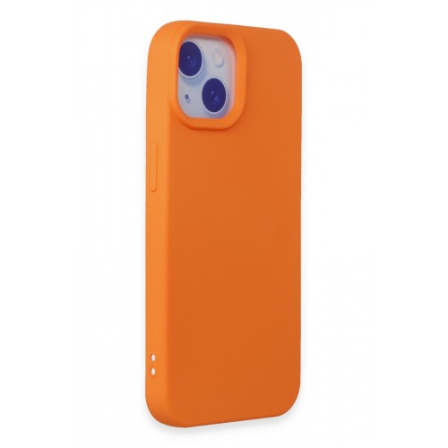 Newface iPhone 15 Kılıf Nano içi Kadife Silikon - Turuncu Newface iPhone 15 Kılıf Nano içi Kadife Silikon - Turuncu
