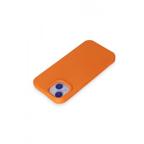 Newface iPhone 15 Kılıf Nano içi Kadife Silikon - Turuncu Newface iPhone 15 Kılıf Nano içi Kadife Silikon - Turuncu