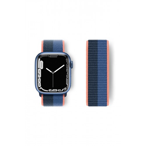 Newface Apple Watch 44mm Hasırlı Cırtcırtlı Kordon - Siyah-Mavi Newface Apple Watch 44mm Hasırlı Cırtcırtlı Kordon - Siyah-Mavi