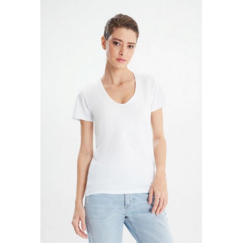 Erdem Beyaz Bayan Derin V-Yaka T-Shirt 2059 Renk Beyaz Beden XXL Erdem Beyaz Bayan Derin V-Yaka T-Shirt 2059 Renk Beyaz Beden XXL