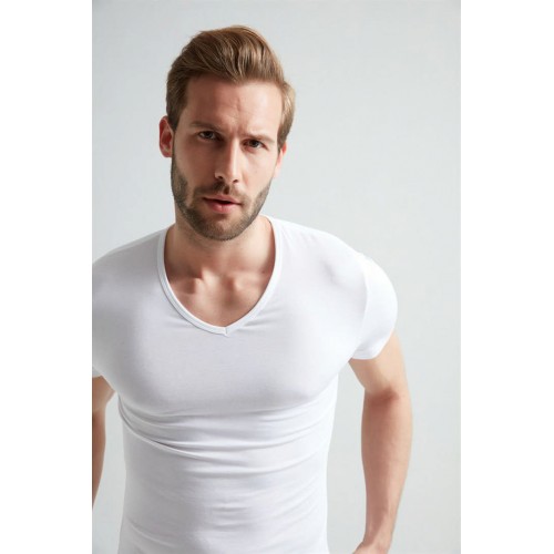 Erdem Ekru V-Yaka Slim Unisex T-Shirt 1025 Renk Ekru Beden M Erdem Ekru V-Yaka Slim Unisex T-Shirt 1025 Renk Ekru Beden M