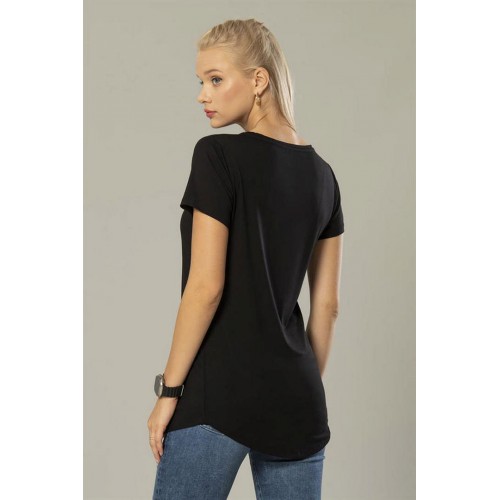 Erdem Weweus Siyah Kadın Viskon Uzun T-Shirt 229 Renk Siyah Beden M Erdem Weweus Siyah Kadın Viskon Uzun T-Shirt 229 Renk Siyah Beden M