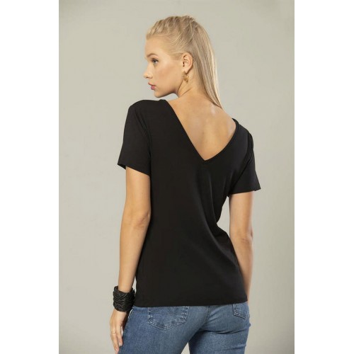 Erdem Weweus Siyah Kadın Viskon Ön ve Arka V-Yaka T-Shirt 237 Renk Siyah Beden XXL Erdem Weweus Siyah Kadın Viskon Ön ve Arka V-Yaka T-Shirt 237 Renk Siyah Beden XXL