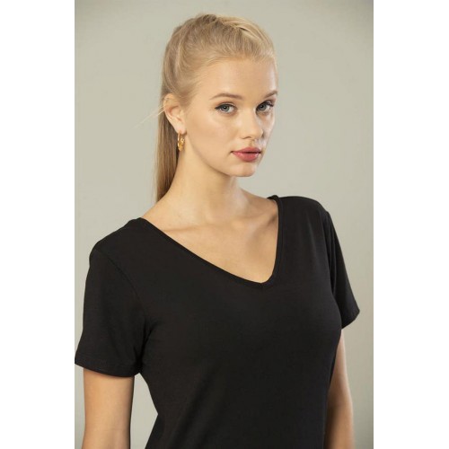 Erdem Weweus Siyah Kadın Viskon Ön ve Arka V-Yaka T-Shirt 237 Renk Siyah Beden XXL Erdem Weweus Siyah Kadın Viskon Ön ve Arka V-Yaka T-Shirt 237 Renk Siyah Beden XXL