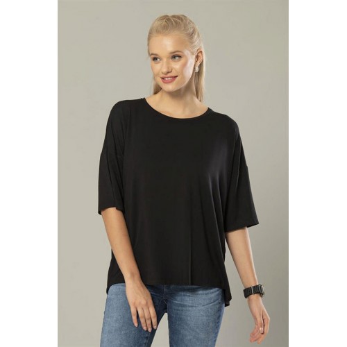 Erdem Weweus Siyah Kadın Viskon Oversize Salaş T-Shirt 238 Renk Siyah Beden XXL Erdem Weweus Siyah Kadın Viskon Oversize Salaş T-Shirt 238 Renk Siyah Beden XXL