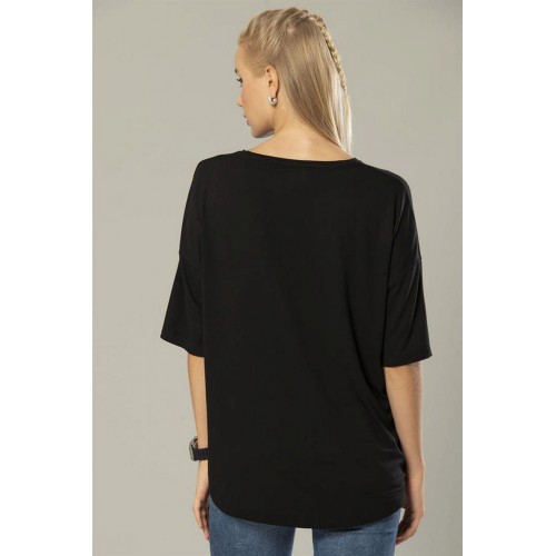 Erdem Weweus Siyah Kadın Viskon Oversize Salaş T-Shirt 238 Renk Siyah Beden XXL Erdem Weweus Siyah Kadın Viskon Oversize Salaş T-Shirt 238 Renk Siyah Beden XXL