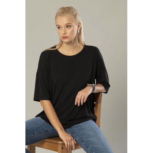 Erdem Weweus Siyah Kadın Viskon Oversize Salaş T-Shirt 238 Renk Siyah Beden XXL Erdem Weweus Siyah Kadın Viskon Oversize Salaş T-Shirt 238 Renk Siyah Beden XXL