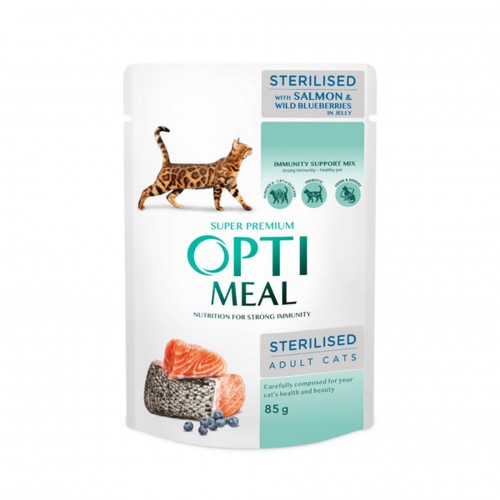 Optimeal Somon Yaban Mersin Jöle Yaş Kısır Kedi Maması 85 Gr Optimeal Somon Yaban Mersin Jöle Yaş Kısır Kedi Maması 85 Gr
