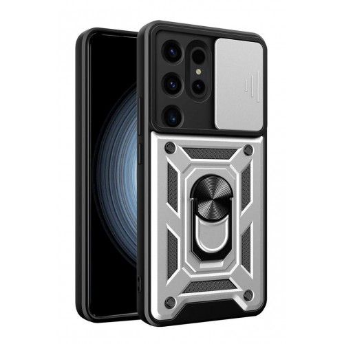 Newface Samsung Galaxy S24 Ultra Kılıf Pars Lens Yüzüklü Silikon - Gümüş Newface Samsung Galaxy S24 Ultra Kılıf Pars Lens Yüzüklü Silikon - Gümüş