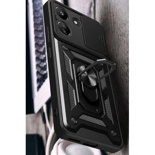 Newface Xiaomi Redmi 13C Kılıf Pars Lens Yüzüklü Silikon - Yeşil Newface Xiaomi Redmi 13C Kılıf Pars Lens Yüzüklü Silikon - Yeşil