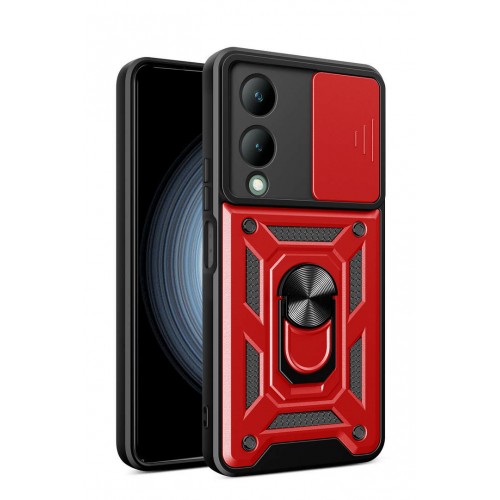 Newface Vivo Y17S Kılıf Pars Lens Yüzüklü Silikon - Kırmızı Newface Vivo Y17S Kılıf Pars Lens Yüzüklü Silikon - Kırmızı