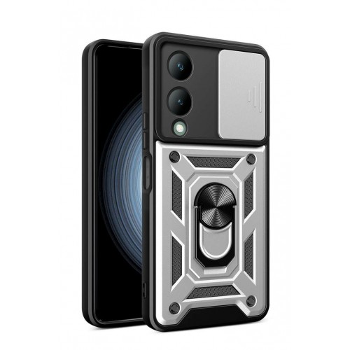 Newface Vivo Y17S Kılıf Pars Lens Yüzüklü Silikon - Gümüş Newface Vivo Y17S Kılıf Pars Lens Yüzüklü Silikon - Gümüş