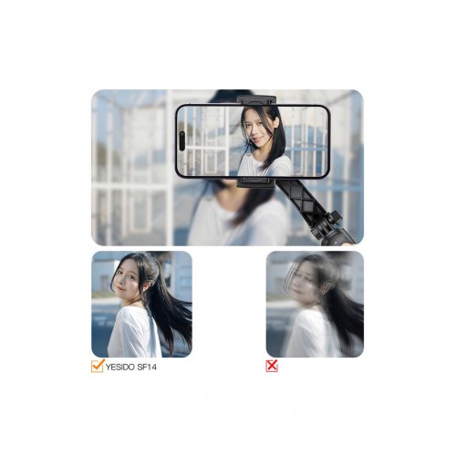 Yesido SF14 360 Derece Bluetooth 5.0 Kontrollü 75cm Selfie Çubuğu - Siyah Yesido SF14 360 Derece Bluetooth 5.0 Kontrollü 75cm Selfie Çubuğu - Siyah