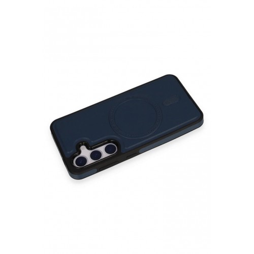 Newface Samsung Galaxy S24 Plus Kılıf Ozzi Magsafe Deri Kapak - Lacivert Newface Samsung Galaxy S24 Plus Kılıf Ozzi Magsafe Deri Kapak - Lacivert