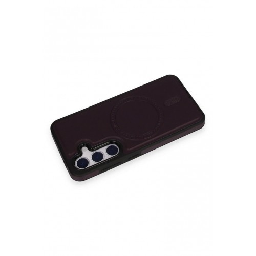 Newface Samsung Galaxy S24 Plus Kılıf Ozzi Magsafe Deri Kapak - Derin Mor Newface Samsung Galaxy S24 Plus Kılıf Ozzi Magsafe Deri Kapak - Derin Mor