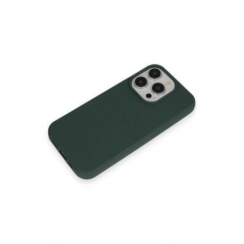 Newface iPhone 15 Pro Kılıf Nano içi Kadife Silikon - Koyu Yeşil Newface iPhone 15 Pro Kılıf Nano içi Kadife Silikon - Koyu Yeşil
