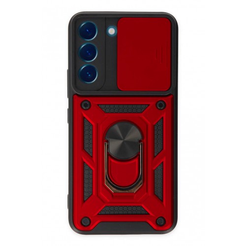 Newface Samsung Galaxy S22 Kılıf Pars Lens Yüzüklü Silikon - Kırmızı Newface Samsung Galaxy S22 Kılıf Pars Lens Yüzüklü Silikon - Kırmızı