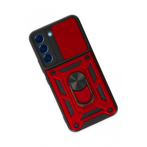 Newface Samsung Galaxy S22 Kılıf Pars Lens Yüzüklü Silikon - Kırmızı Newface Samsung Galaxy S22 Kılıf Pars Lens Yüzüklü Silikon - Kırmızı