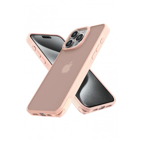 Newface iPhone 15 Pro Kılıf Elegant Kapak - Pudra Newface iPhone 15 Pro Kılıf Elegant Kapak - Pudra