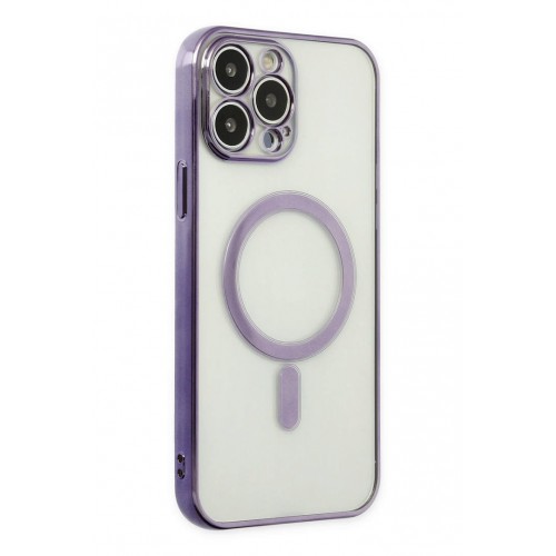 Newface iPhone 14 Pro Max Kılıf Magneticsafe Lazer Silikon - Mor Newface iPhone 14 Pro Max Kılıf Magneticsafe Lazer Silikon - Mor