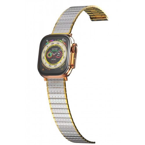 Newface Apple Watch 41mm Made Metal Kordon - Gümüş-Gold Newface Apple Watch 41mm Made Metal Kordon - Gümüş-Gold