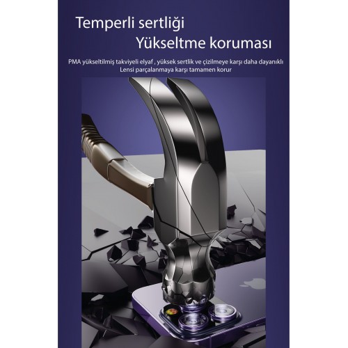 Yesido iPhone 15 Pro WB27 Metal Kamera Lens - Lacivert Yesido iPhone 15 Pro WB27 Metal Kamera Lens - Lacivert