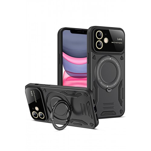 Newface iPhone 11 Kılıf Joy Lens Standlı Kapak - Siyah Newface iPhone 11 Kılıf Joy Lens Standlı Kapak - Siyah