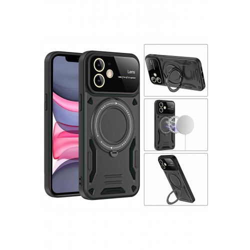 Newface iPhone 11 Kılıf Joy Lens Standlı Kapak - Siyah Newface iPhone 11 Kılıf Joy Lens Standlı Kapak - Siyah